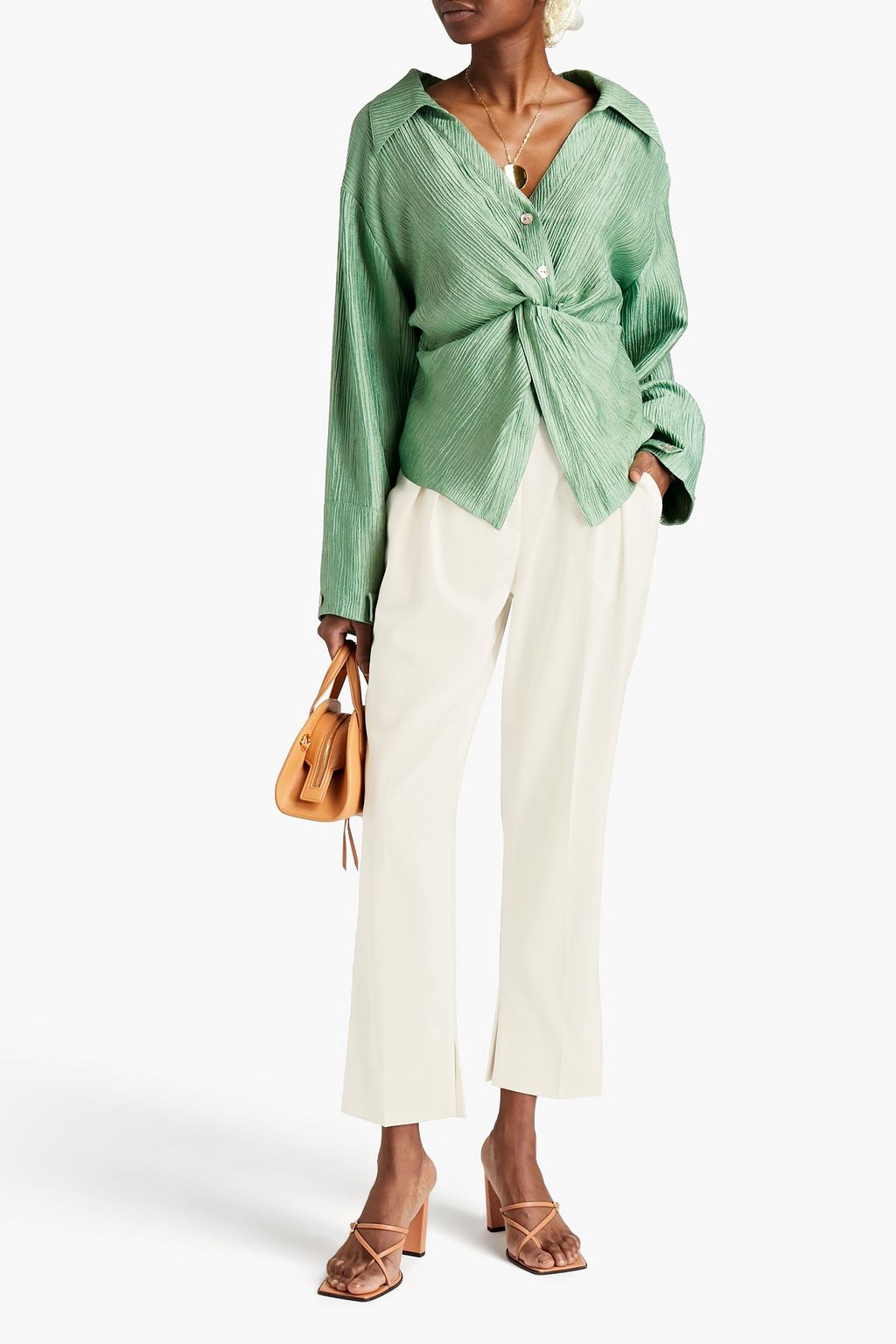 NANUSHKA Pleated crepe tapered pants