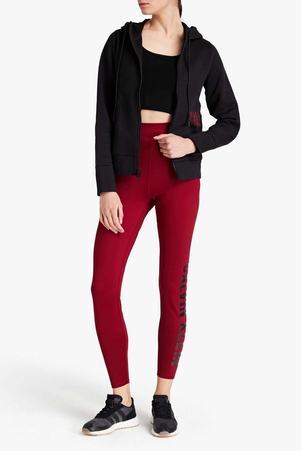 CALVIN KLEIN PERFORMANCE Printed cotton-blend fleece hoodie