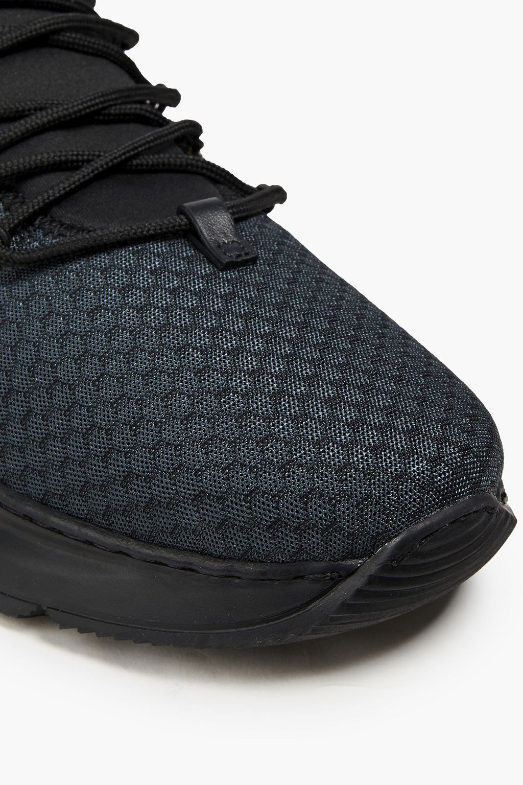 CANALI Leather, neoprene and waffle-knit sneakers