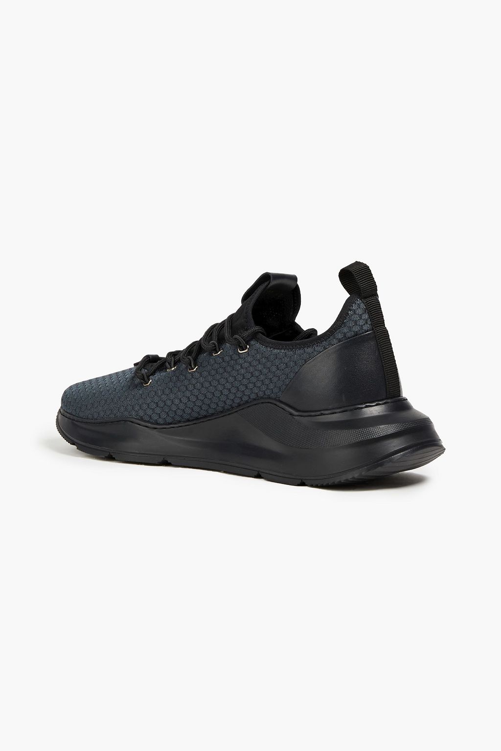 CANALI Leather, neoprene and waffle-knit sneakers