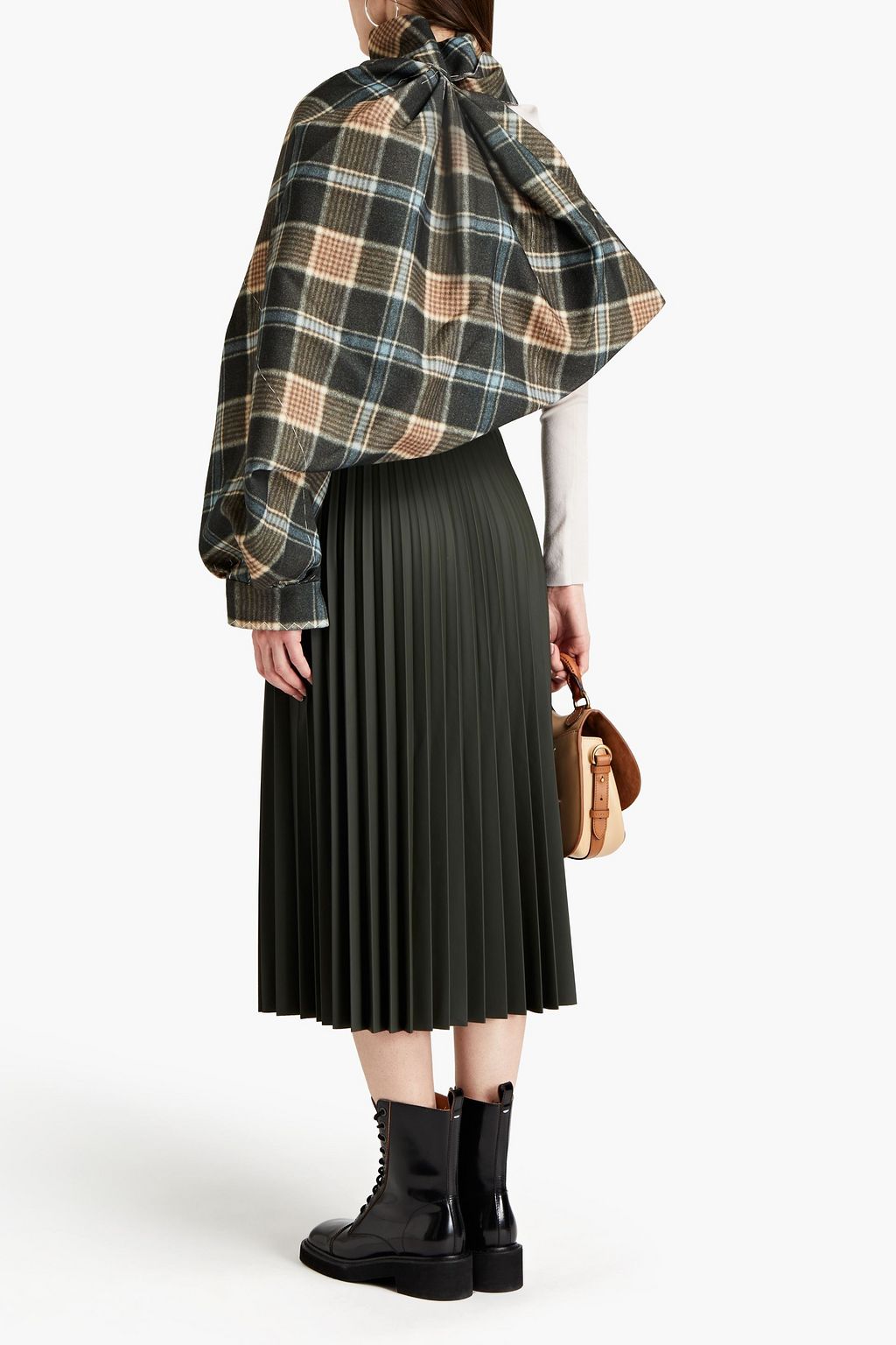 MAISON MARGIELA One-sleeve checked wool-blend flannel wrap