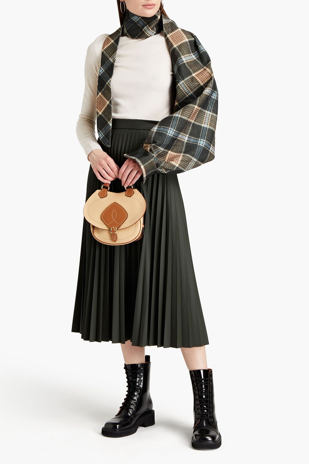 MAISON MARGIELA One-sleeve checked wool-blend flannel wrap
