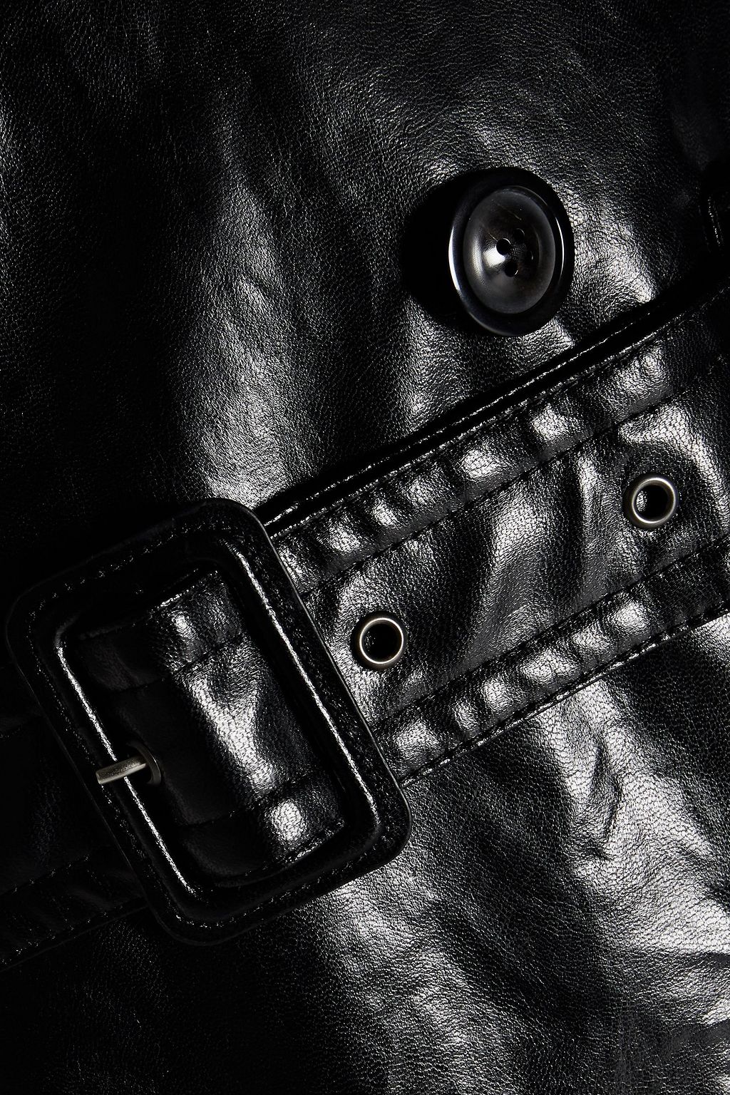 MAISON MARGIELA Doppelreihiger Trenchcoat aus einer beschichteten Ramie-Leinenmischung mit Gürtel