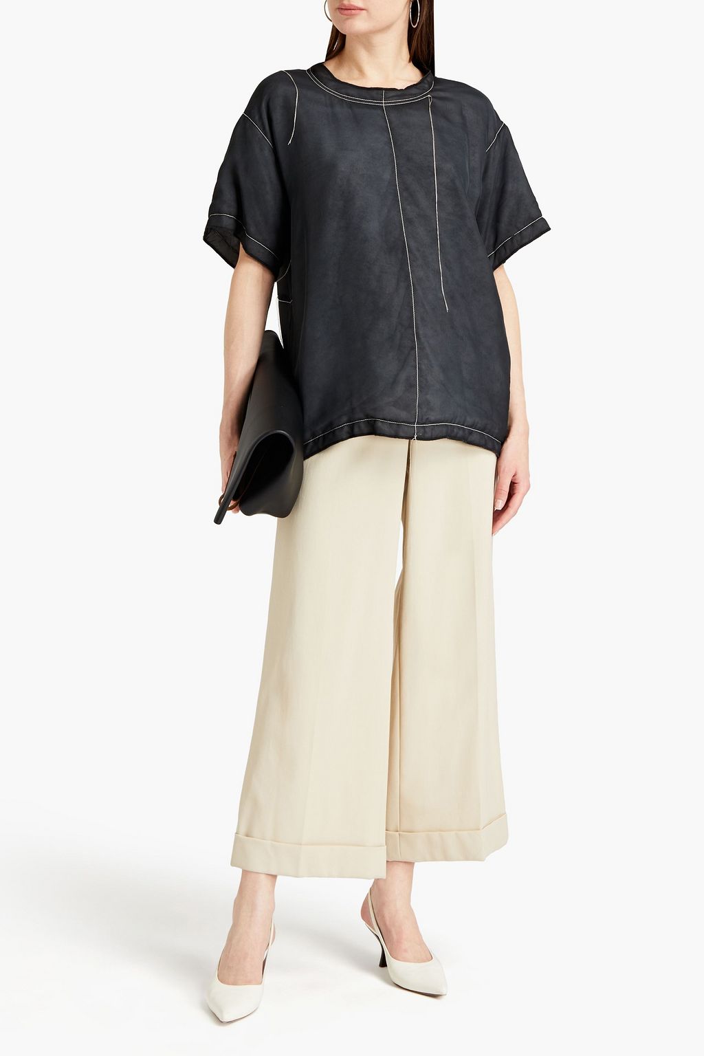 MAISON MARGIELA Padded silk-chiffon top