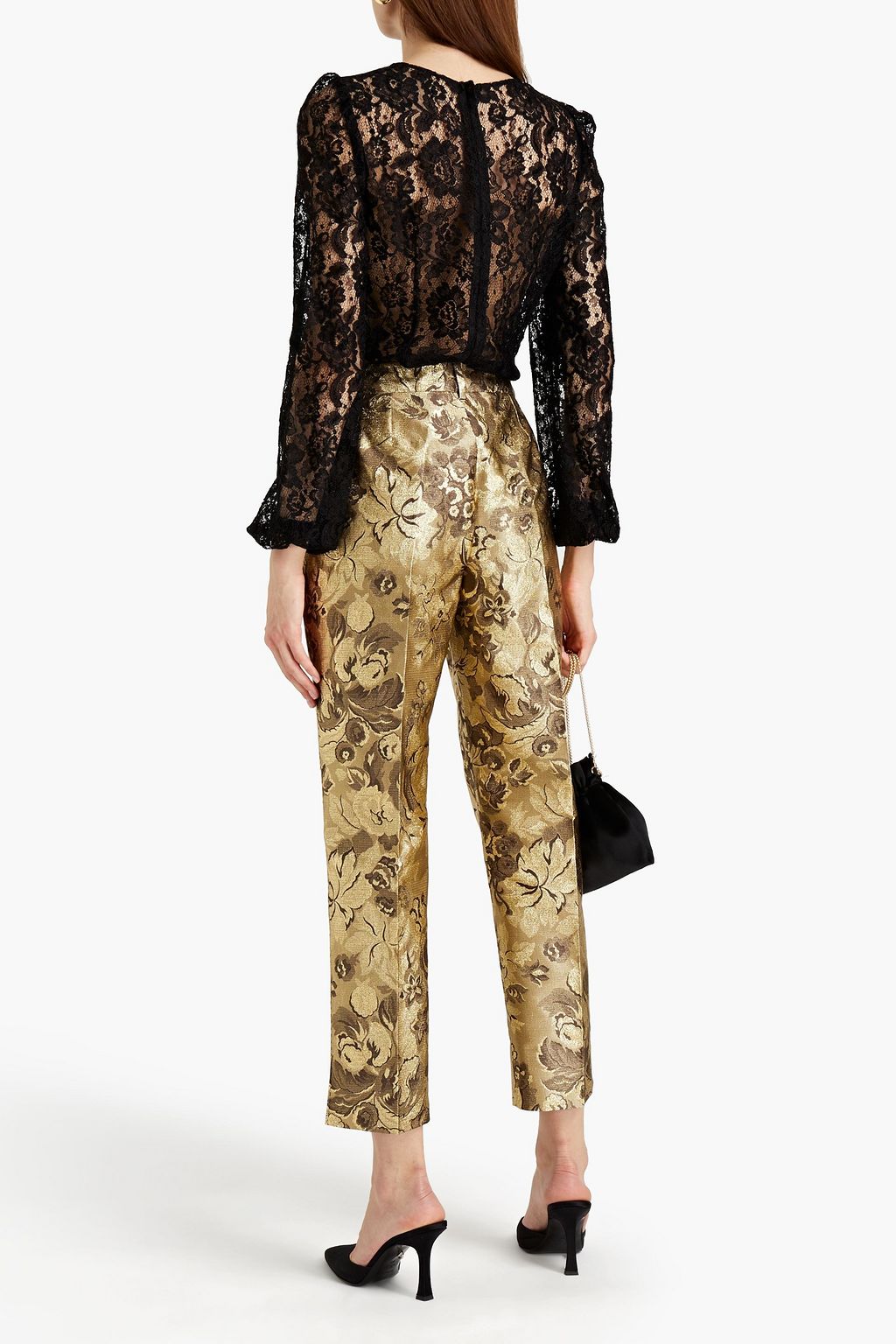 DOLCE&GABBANA Cropped metallic brocade tapered pants