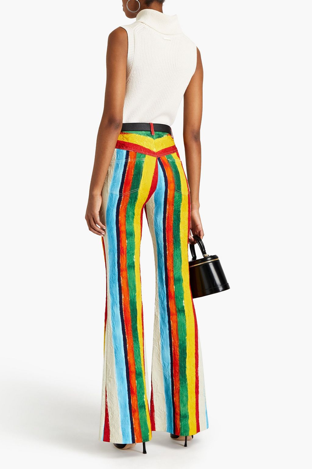 DOLCE&GABBANA Striped cotton-blend cloqué flared pants
