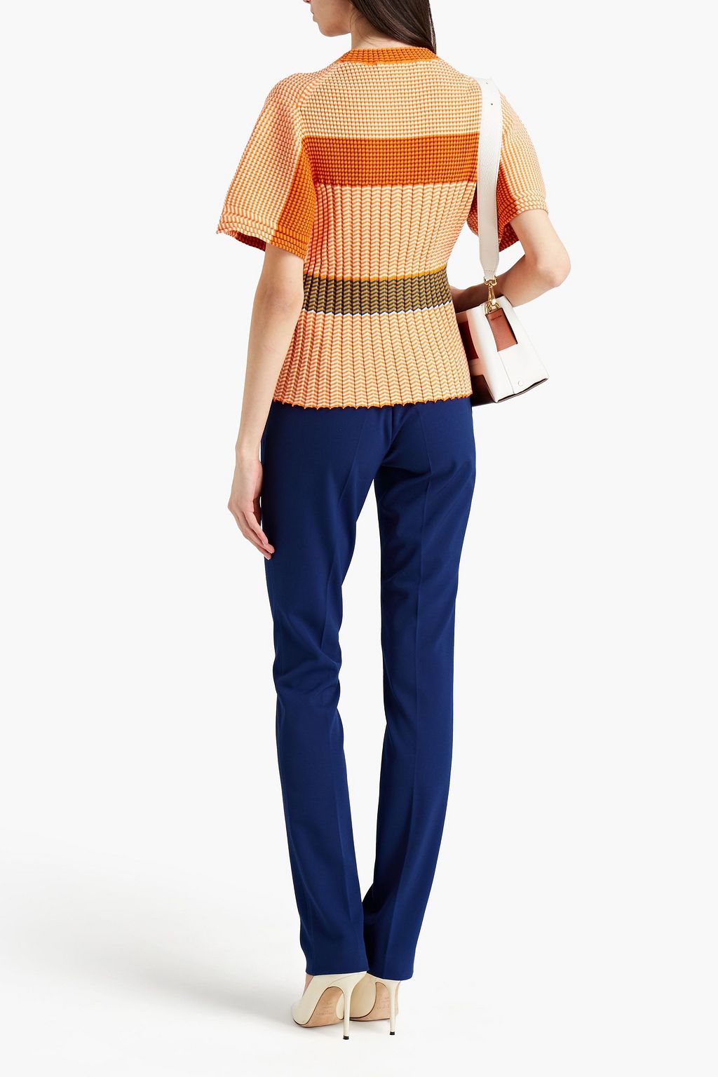 VICTORIA BECKHAM Ribbed striped cotton top