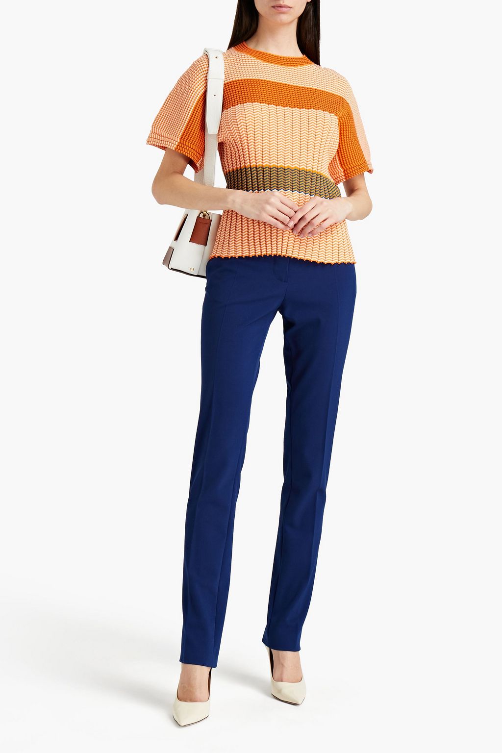 VICTORIA BECKHAM Ribbed striped cotton top