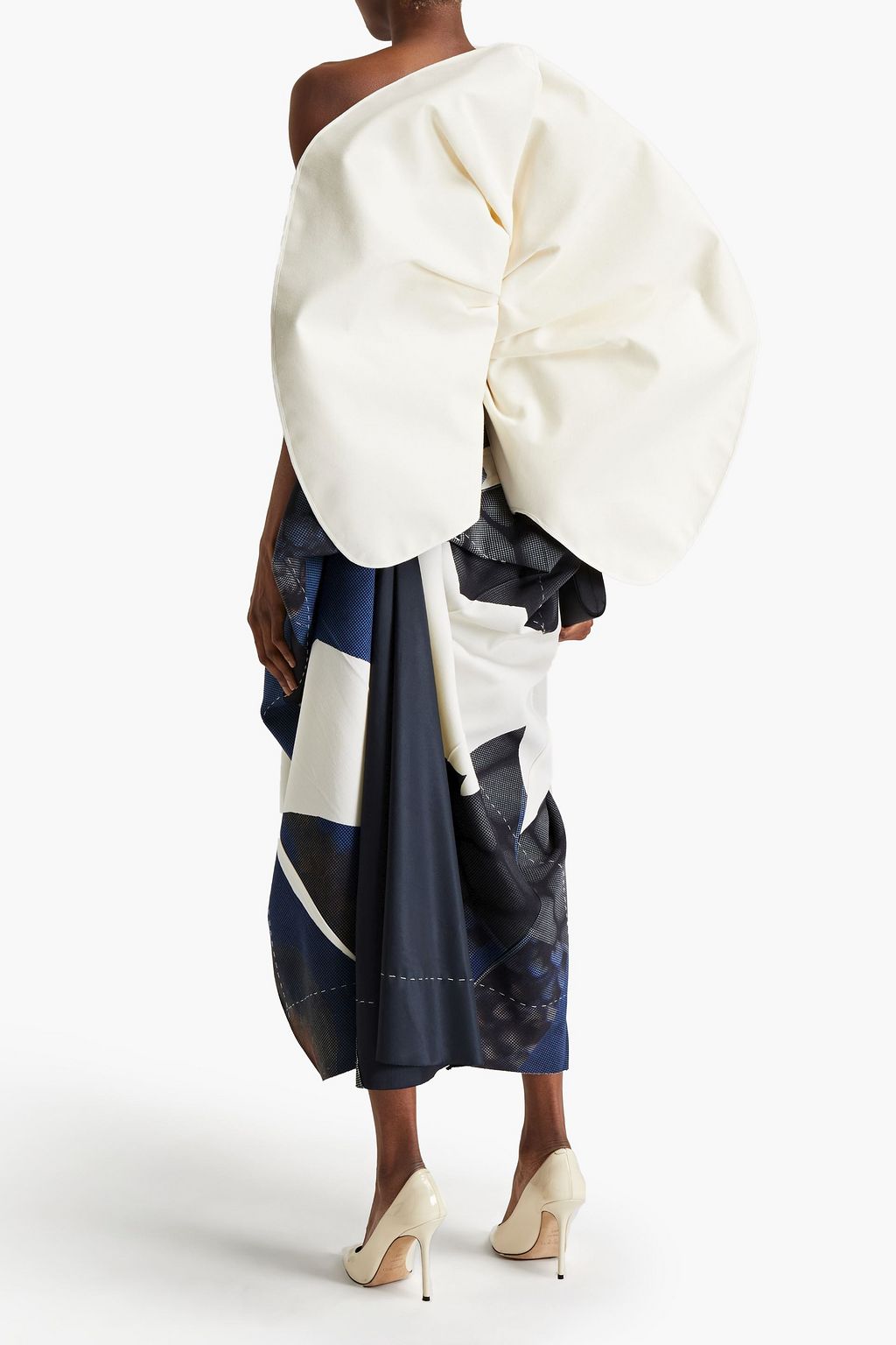 MAISON MARGIELA Strapless draped printed wool-twill midi dress