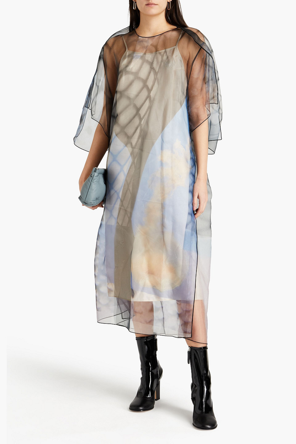 MAISON MARGIELA PRINTED ORGANZA MIDI DRESS 3074457345628853167