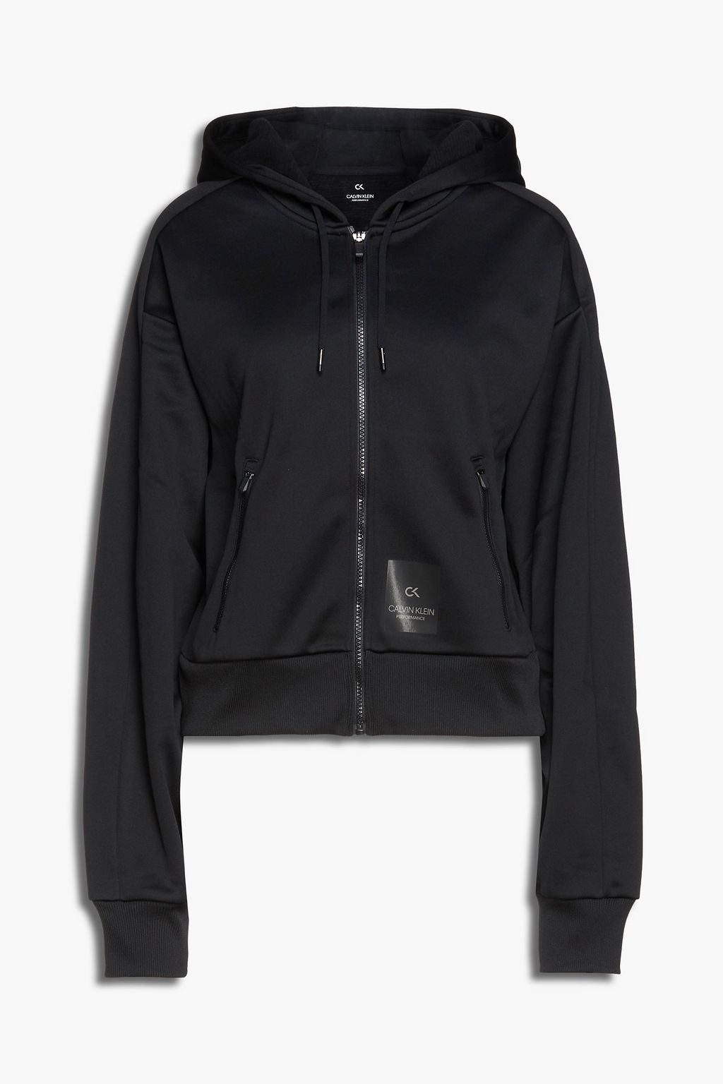 CALVIN KLEIN PERFORMANCE Logo appliqued printed fleece hoodie THE OUTNET