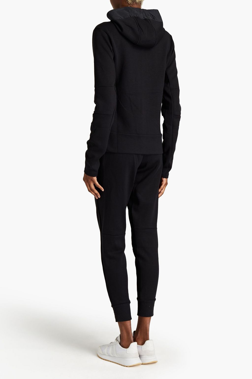 CALVIN KLEIN PERFORMANCE Shell-paneled printed stretch-jersey hooded track jacket