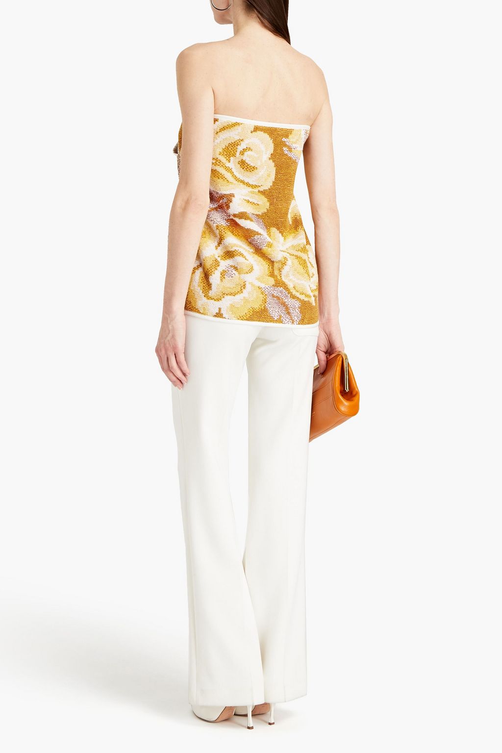 MAISON MARGIELA Strapless floral-print cotton-terry top