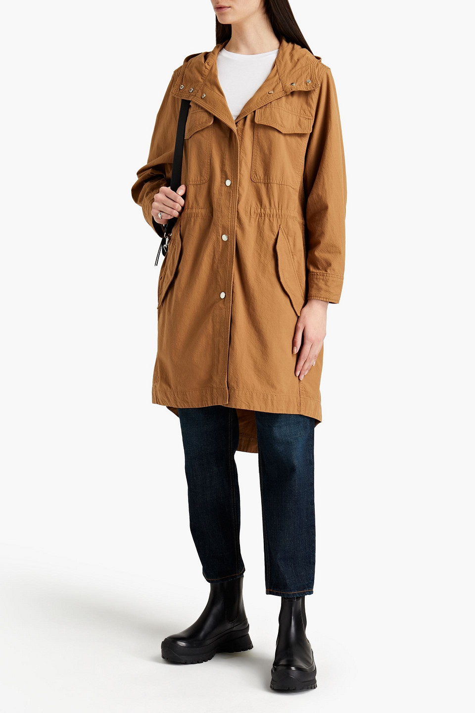 Rag & Bone Hannah Cotton-gabardine Hooded Parka In Brown