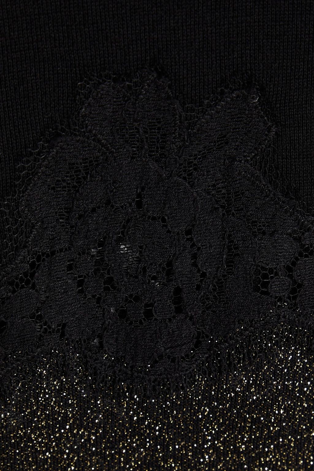 DOLCE&GABBANA Lace-trimmed metallic knitted top