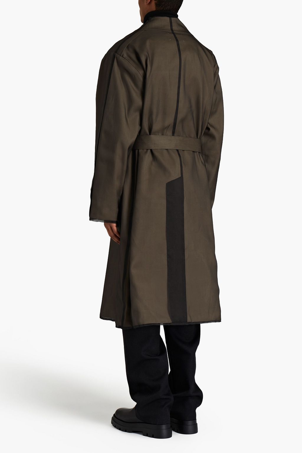 MAISON MARGIELA Organza-paneled belted twill trench coat