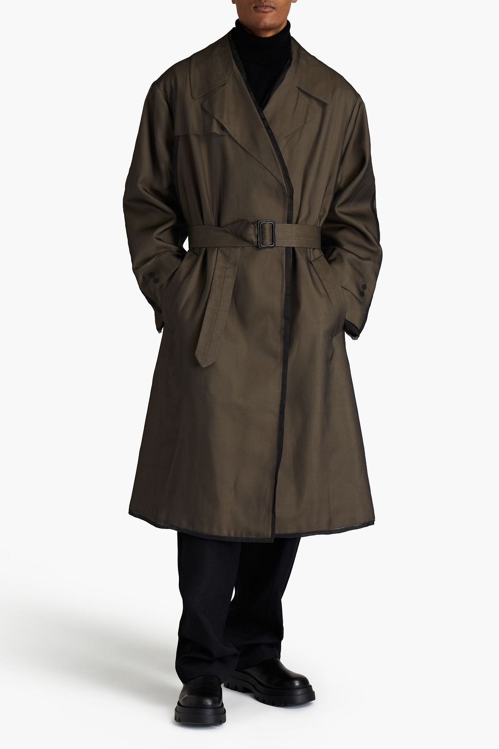 MAISON MARGIELA Organza-paneled belted twill trench coat