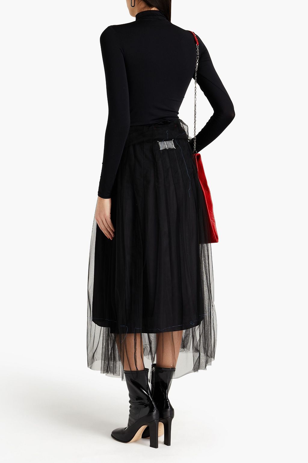 MAISON MARGIELA Wrap-effect embroidered tulle midi skirt