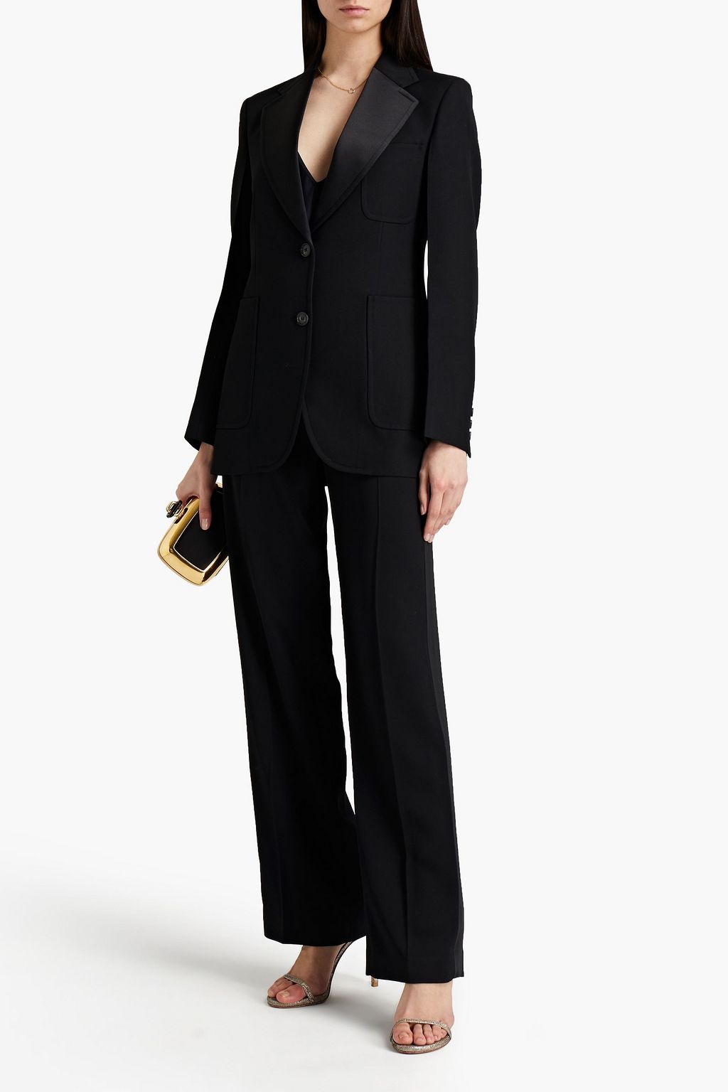 VICTORIA BECKHAM Satin-trimmed wool blazer