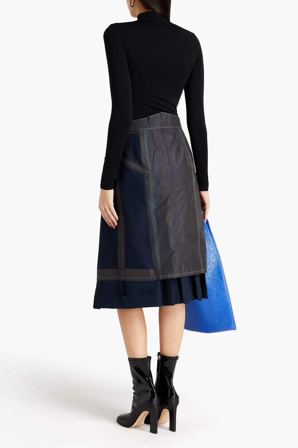 MAISON MARGIELA Convertible shell-paneled pleated twill midi skirt