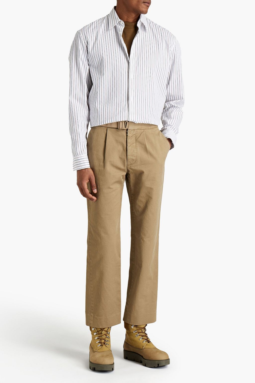 MAISON MARGIELA Pleated belted cotton-gabardine pants