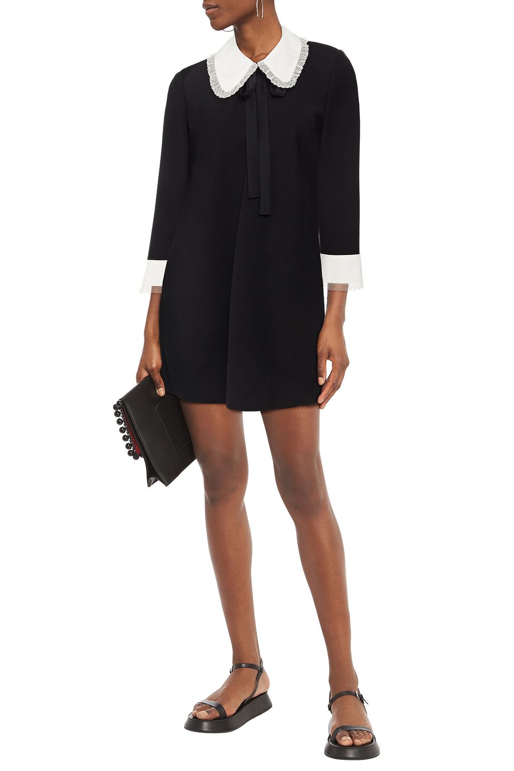 REDVALENTINO Point d'esprit trimmed crepe mini dress