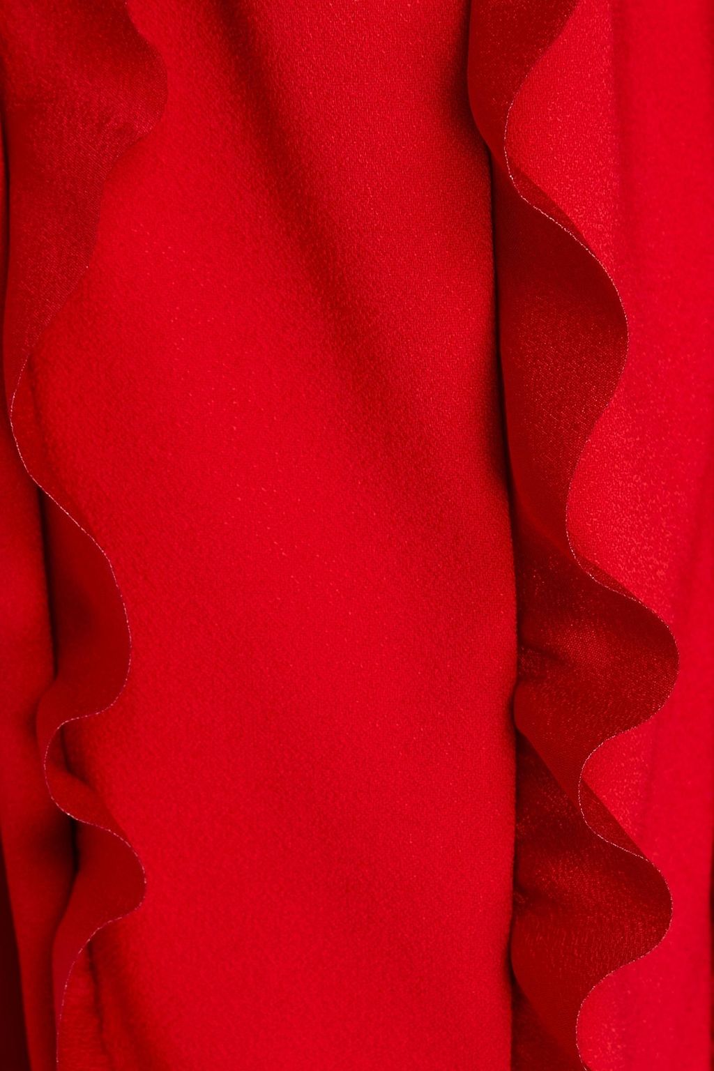 REDVALENTINO Satin-trimmed ruffled crepe midi dress