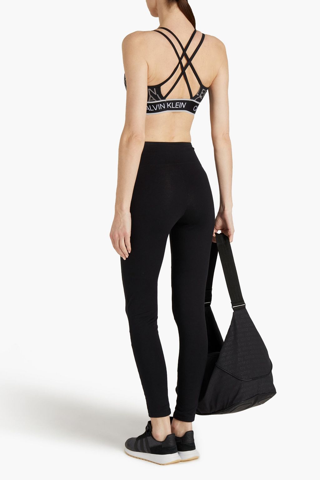 CALVIN KLEIN PERFORMANCE Logo-print stretch-jersey sports bra