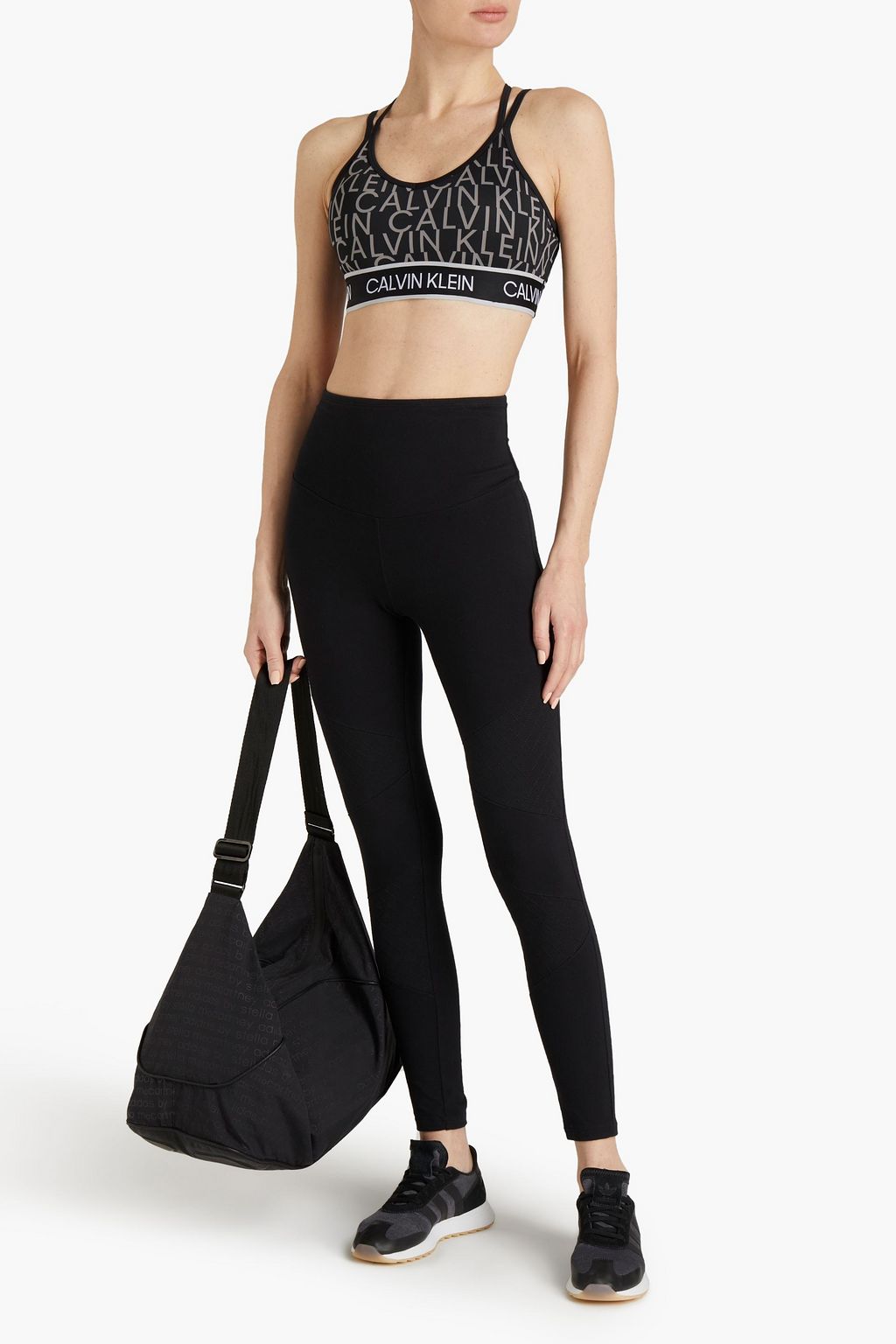 CALVIN KLEIN PERFORMANCE Logo-print stretch-jersey sports bra