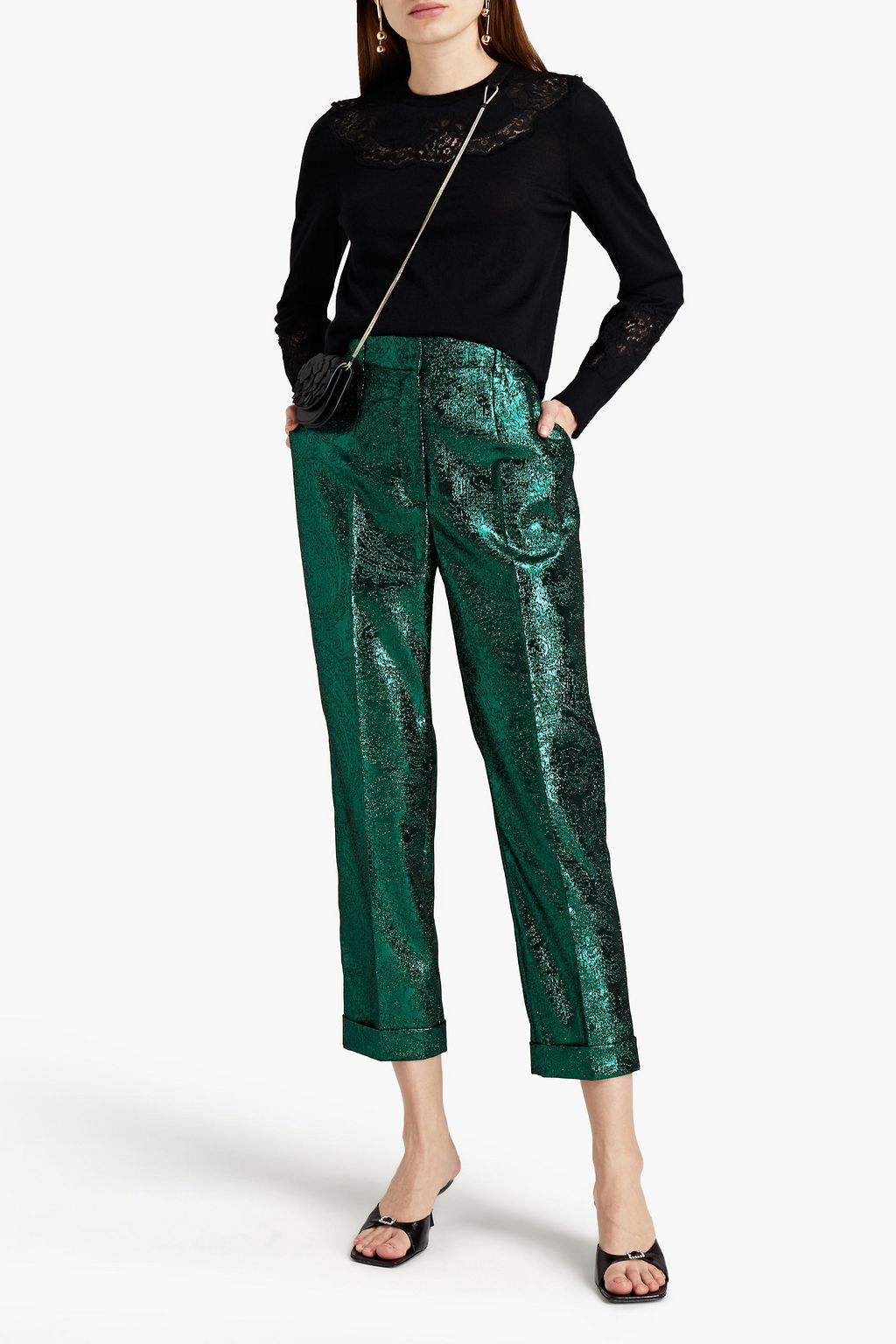 DOLCE&GABBANA Lace-trimmed cashmere sweater