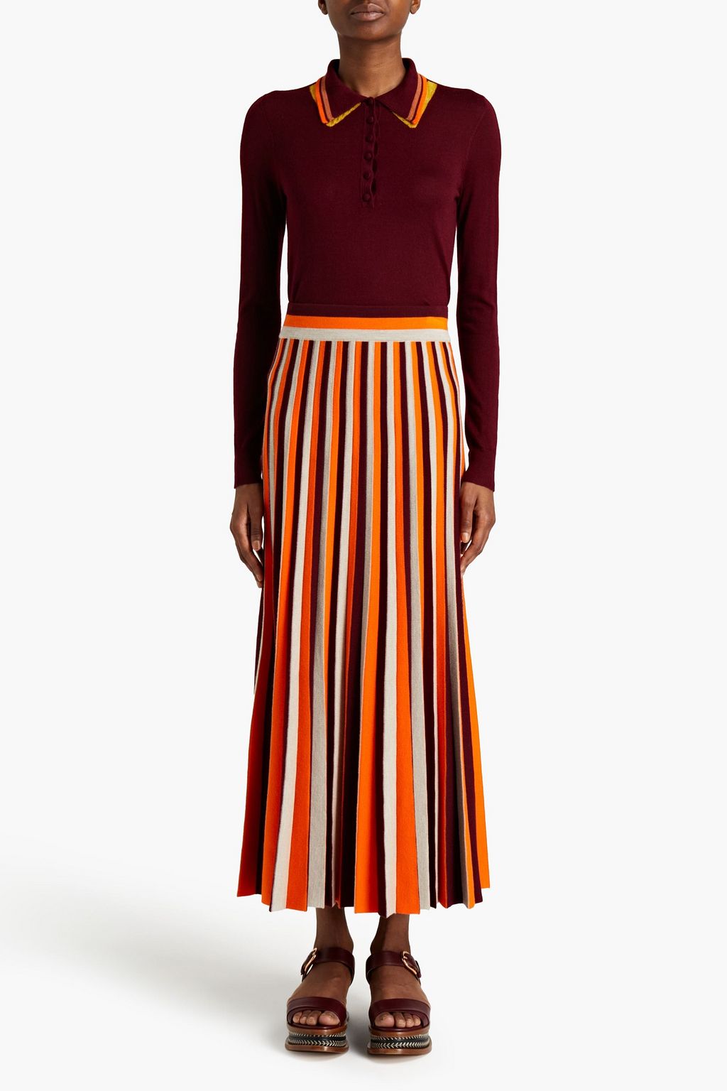 GABRIELA HEARST Dixie striped wool midi skirt