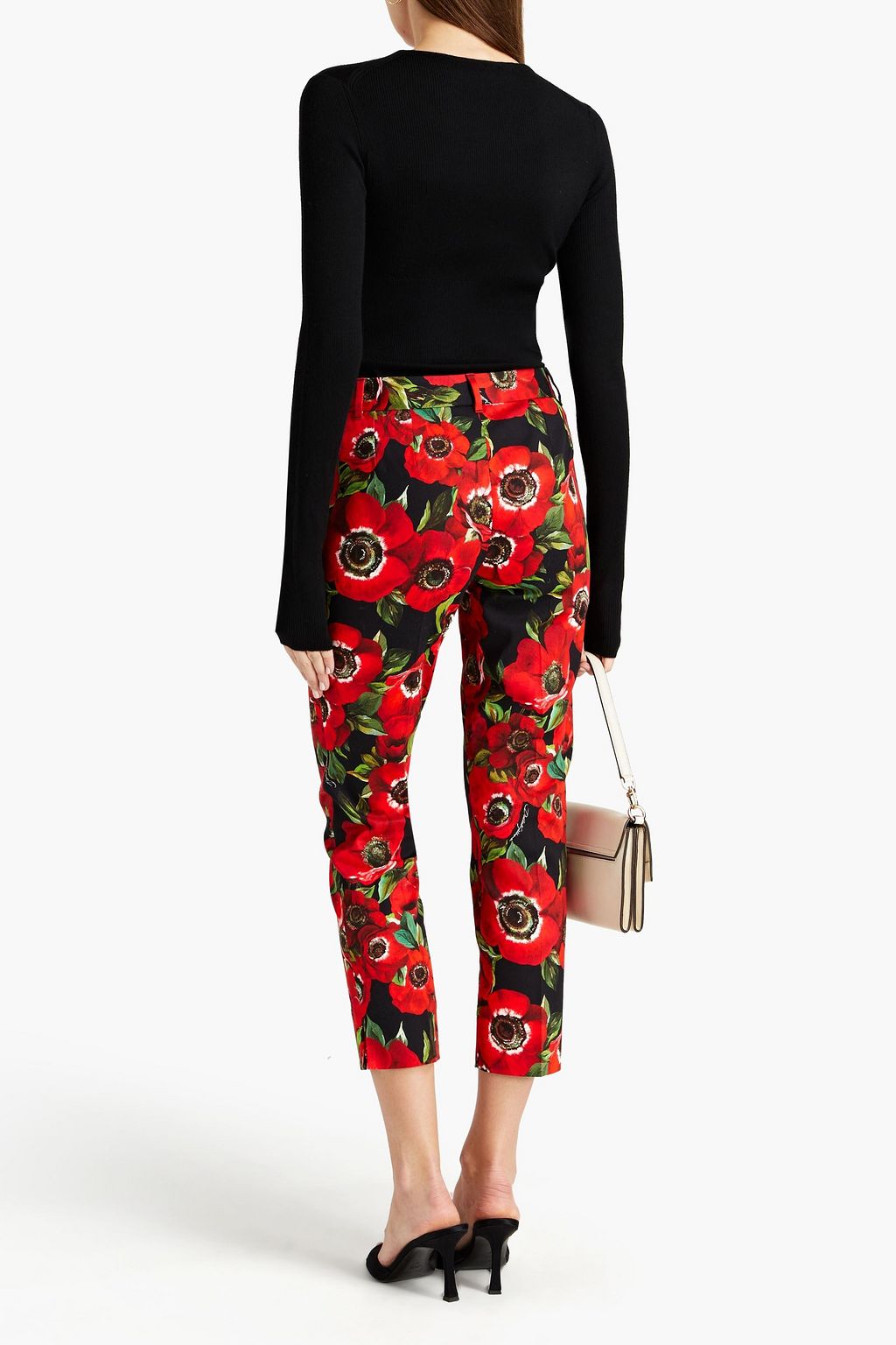 DOLCE&GABBANA Appliquéd ribbed cashmere and silk-blend sweater