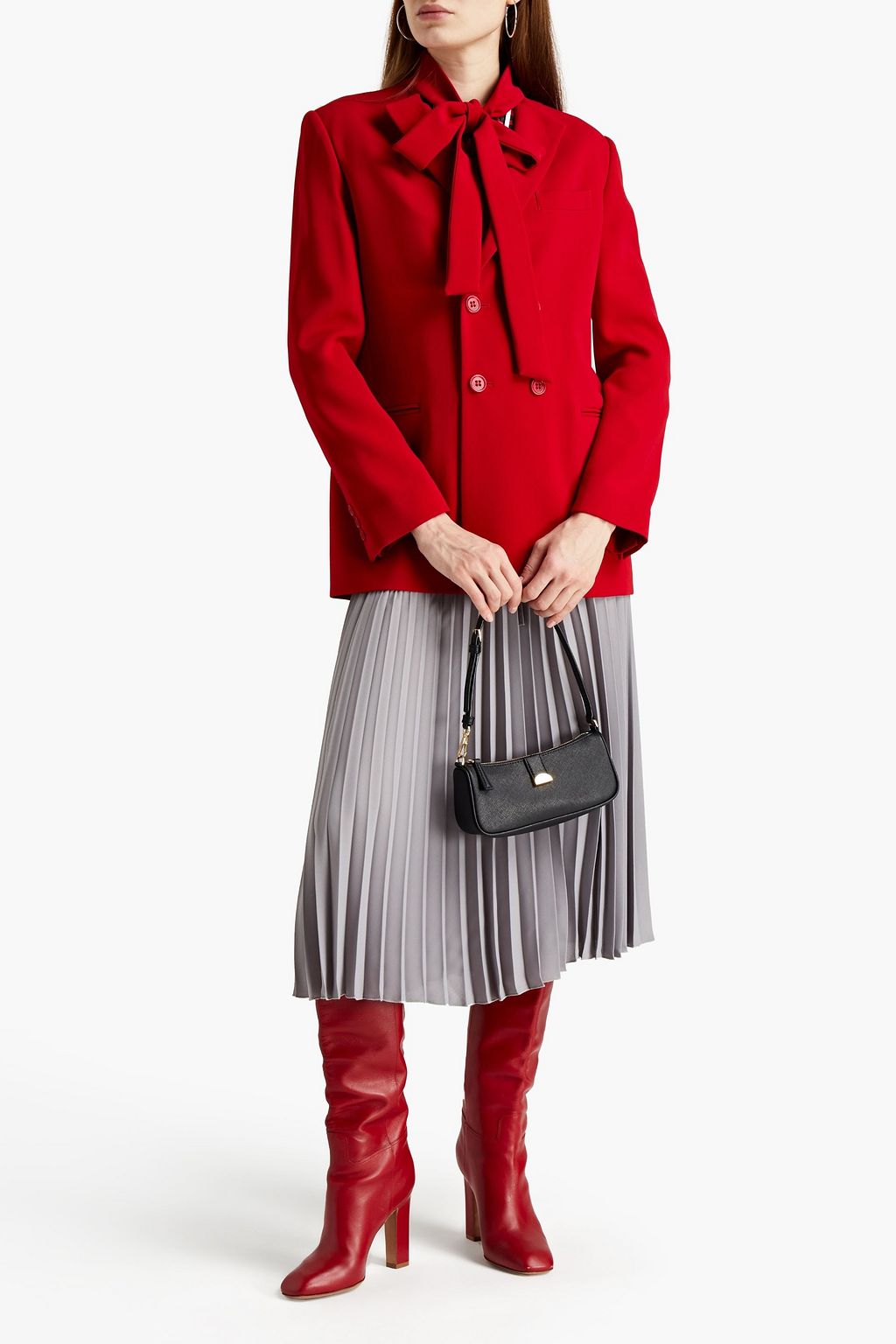 REDVALENTINO Tie-neck stretch-crepe blazer