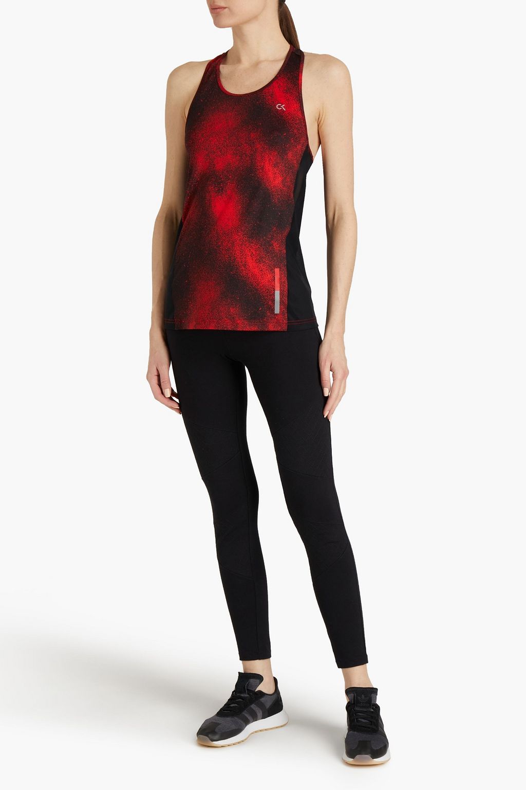 CALVIN KLEIN PERFORMANCE Mesh-paneled printed stretch-jersey tank