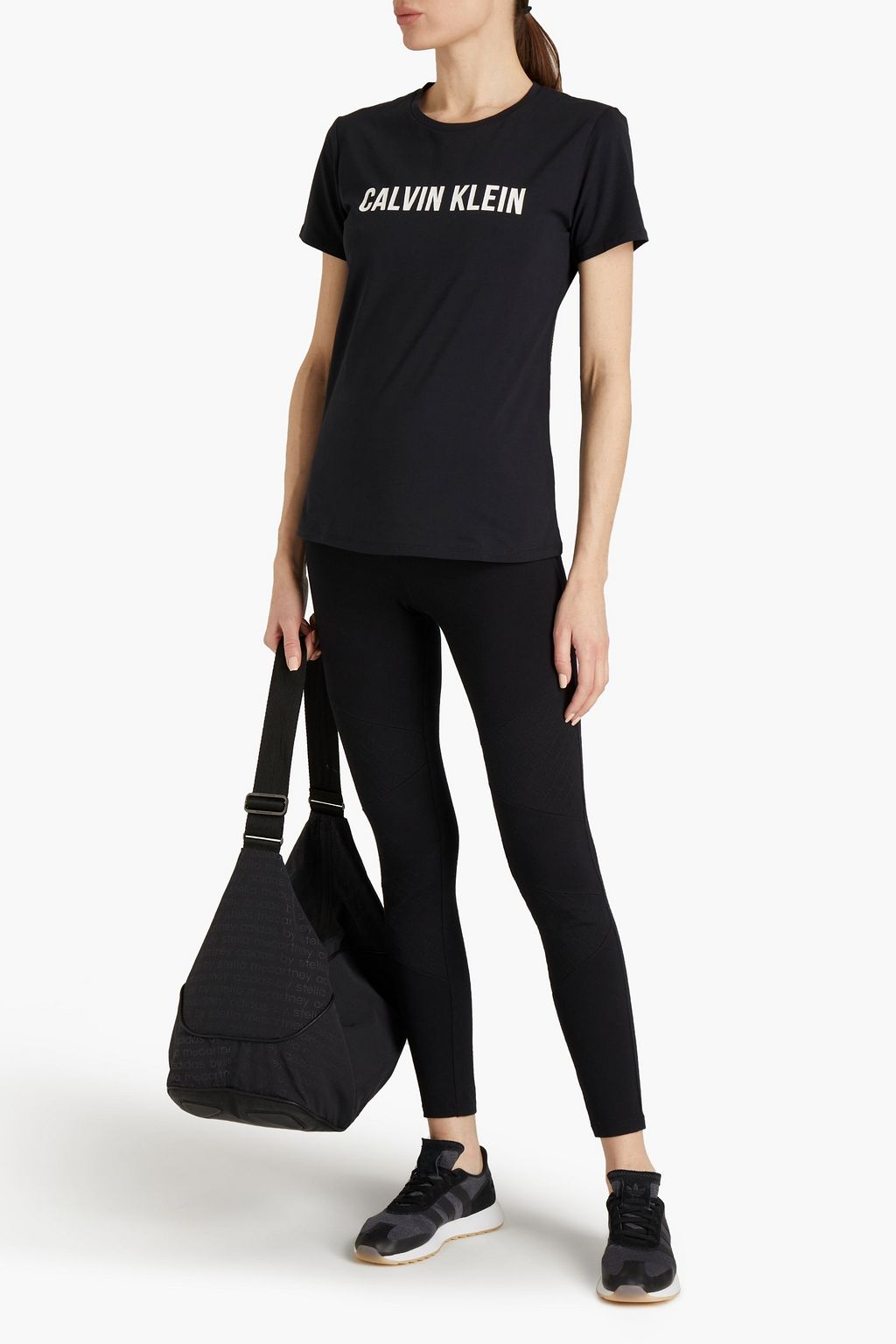 CALVIN KLEIN PERFORMANCE Printed cotton-blend jersey T-shirt