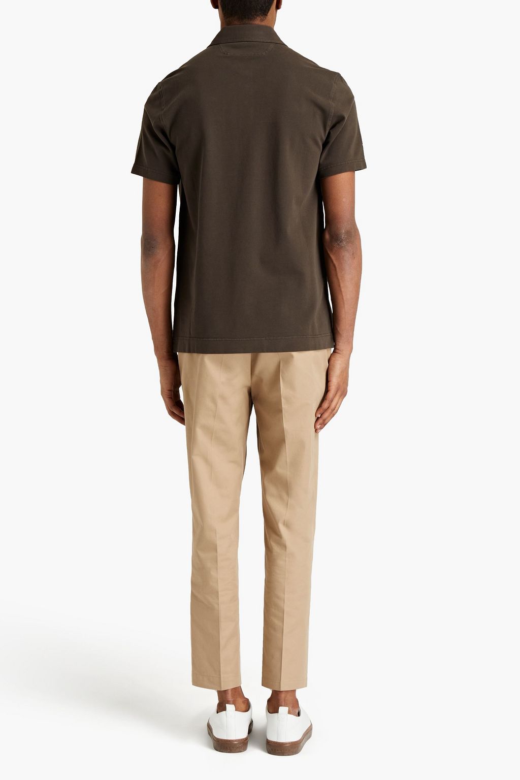 Z ZEGNA Faded cotton-blend piqué polo shirt
