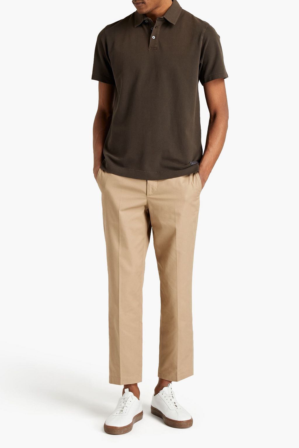 Z ZEGNA Faded cotton-blend piqué polo shirt