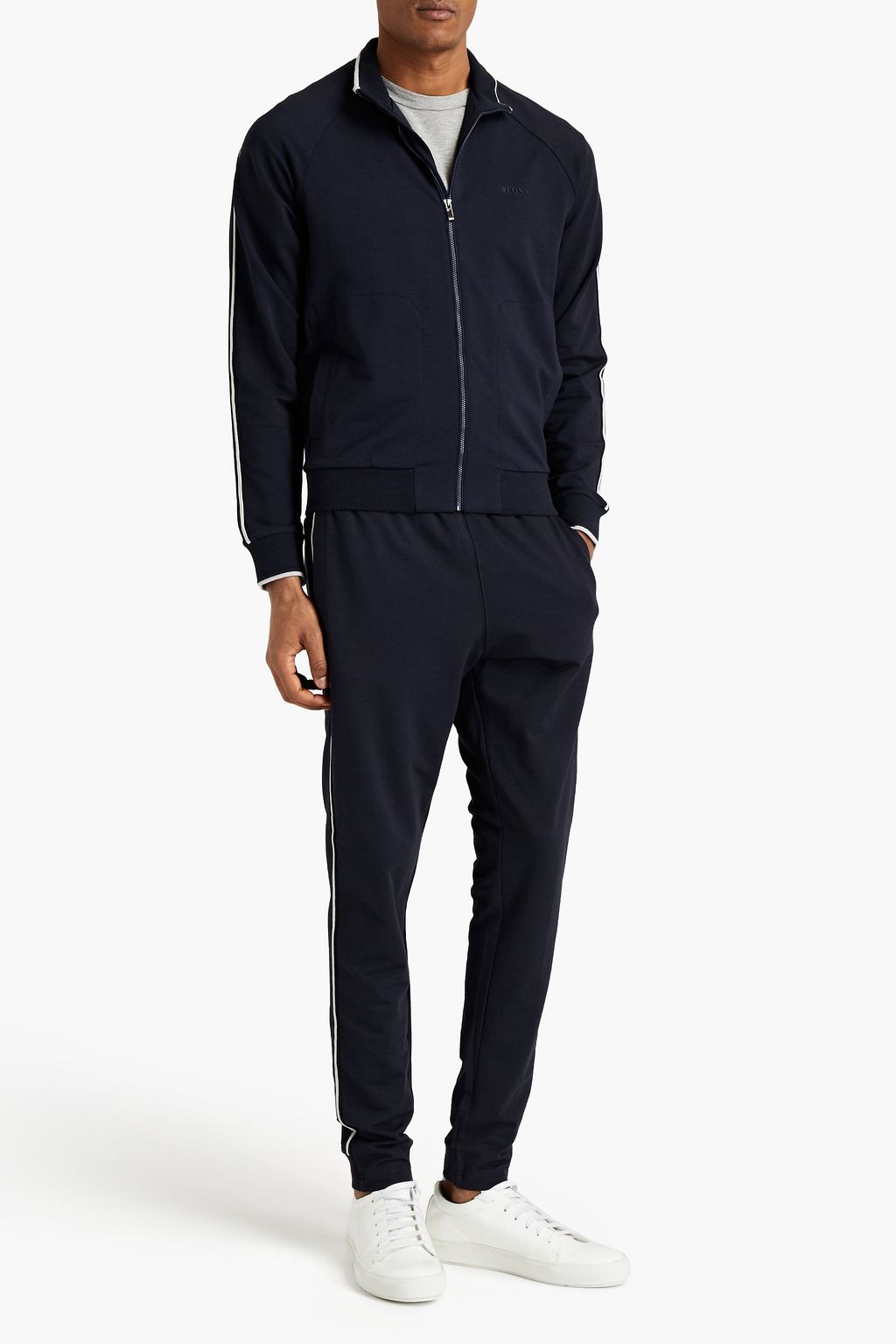 Z ZEGNA Logo-appliquéd French terry sweatshirt