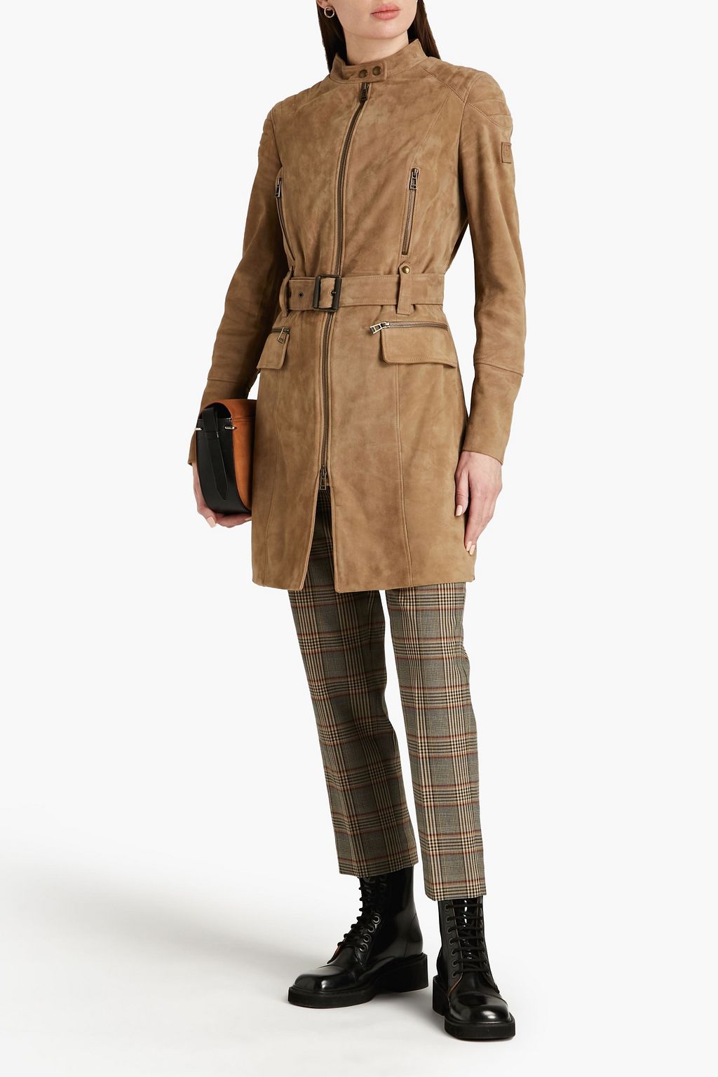 BELSTAFF Mollison zip-detailed belted suede coat