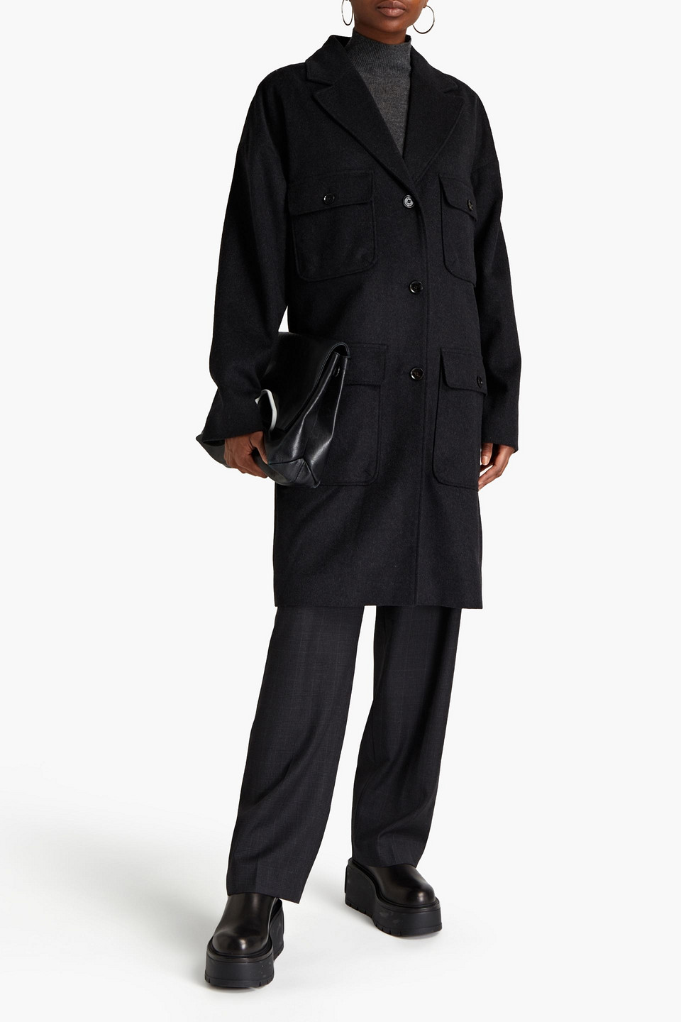 BELSTAFF OVERSIZED BRUSHED WOOL-BLEND FELT COAT