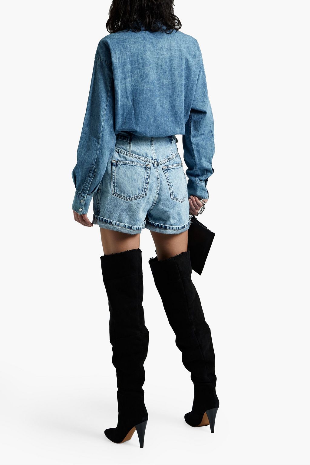 IRO Powelly acid-wash denim shorts