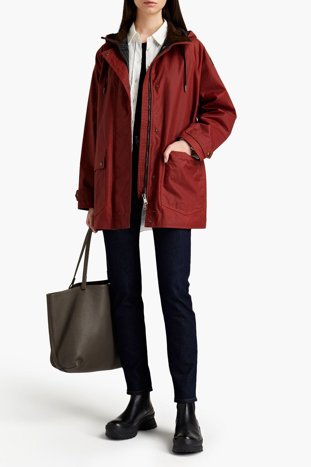 BELSTAFF Dunraven oversized coated cotton-canvas hooded jacket