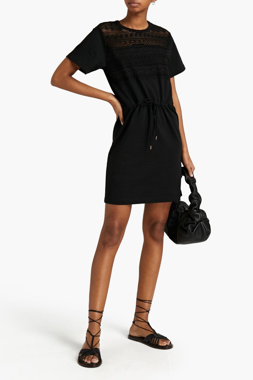 SEE BY CHLOÉ Lace-paneled cotton-jersey mini dress