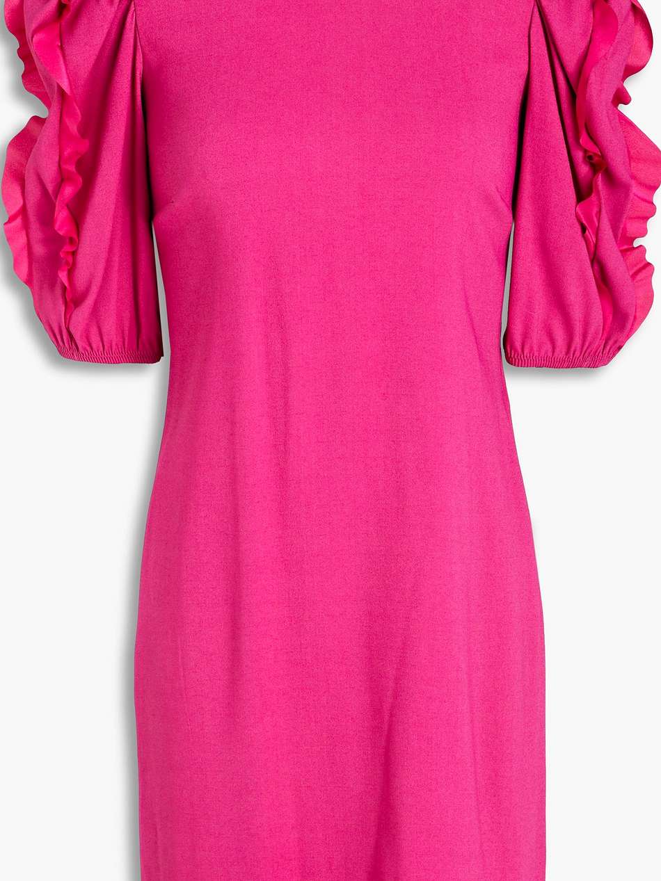 cutout ruffled crepe mini dress