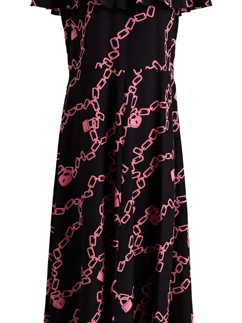 cape-effect printed silk crepe de chine midi dress