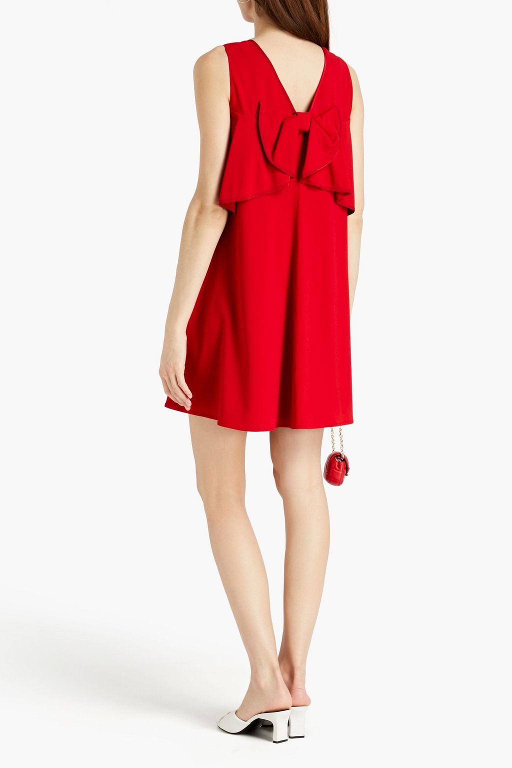 REDVALENTINO Bow-detailed ruffled cady mini dress