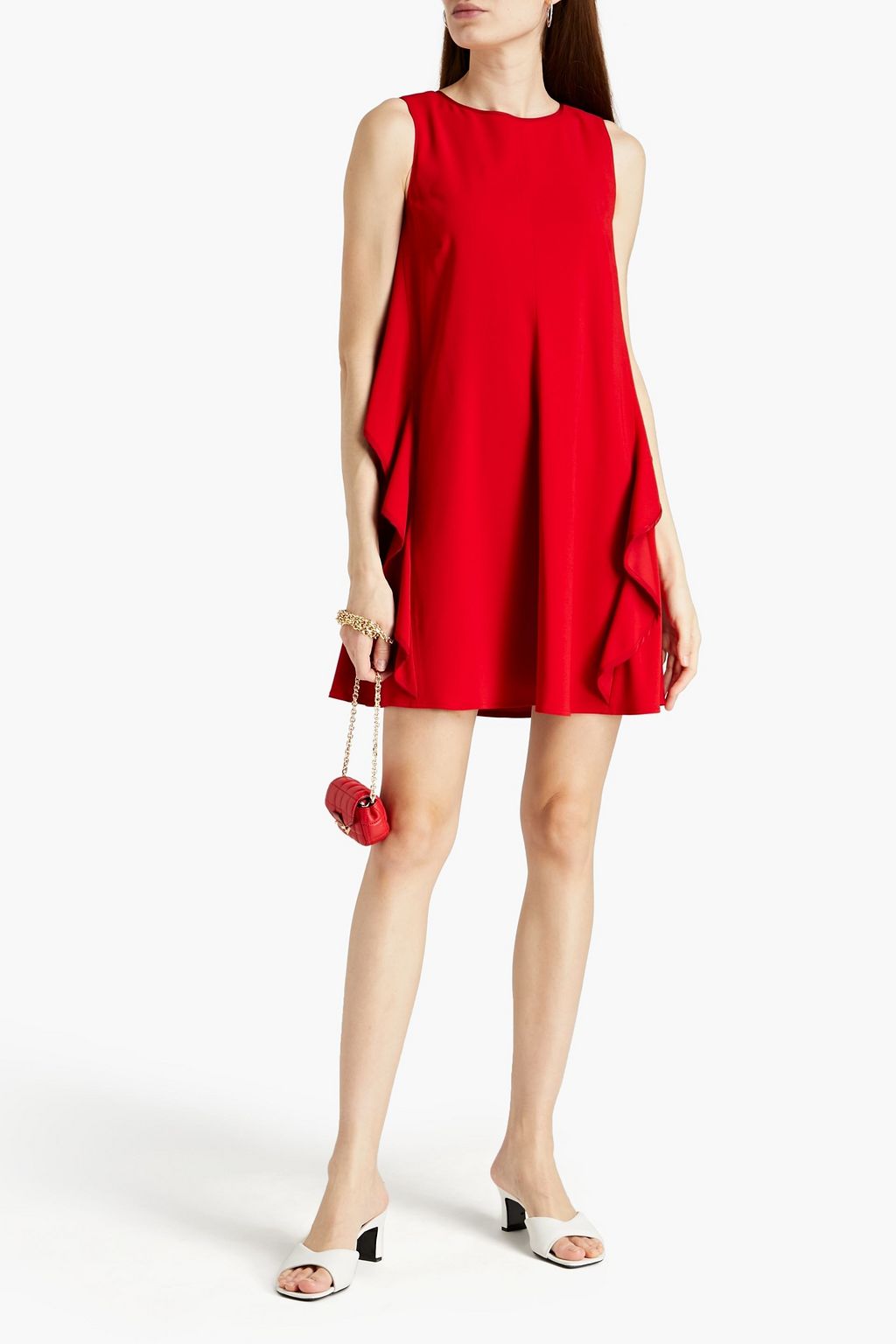 REDVALENTINO Bow-detailed ruffled cady mini dress