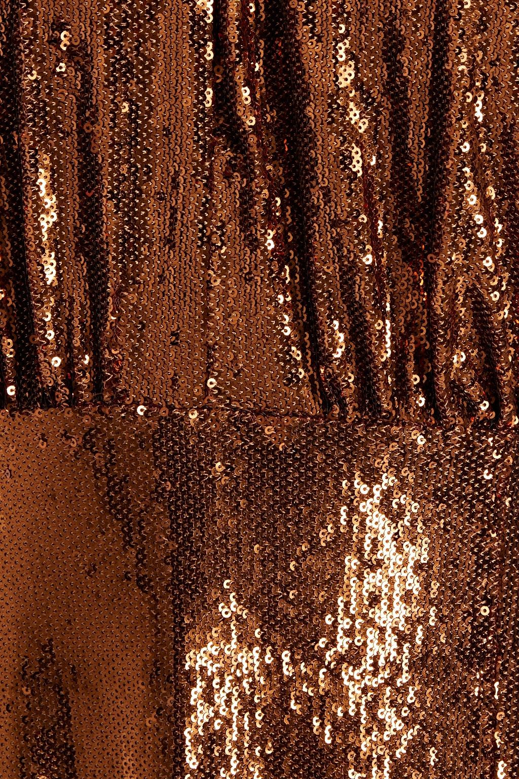 HALSTON Brinley gathered sequined woven jersey gown