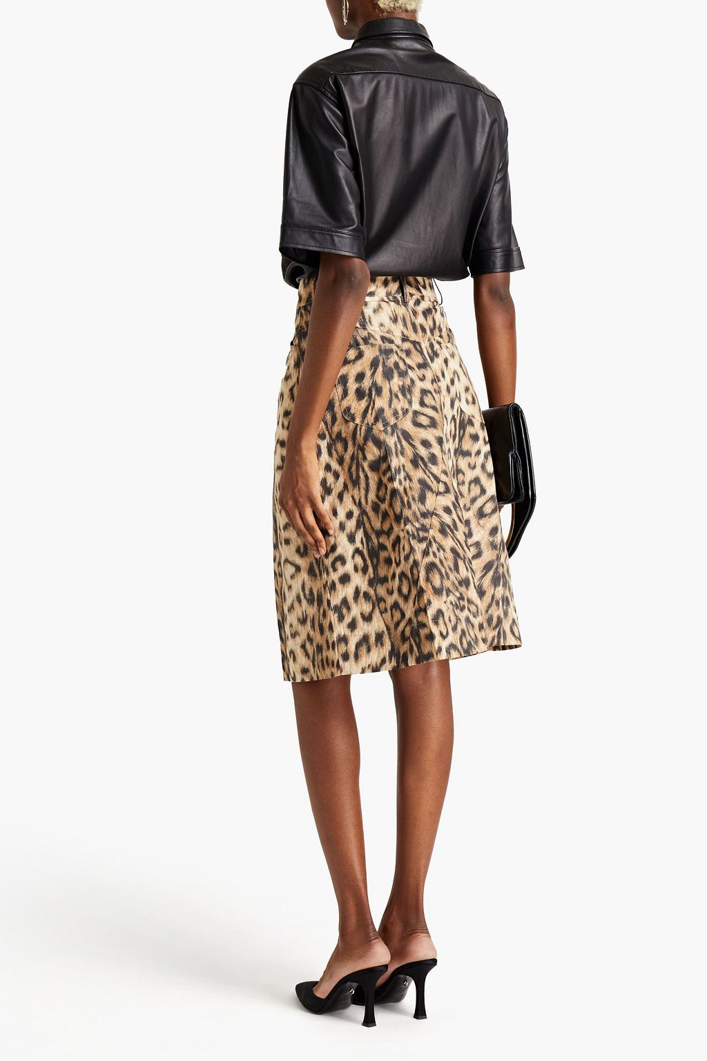 VICTORIA BECKHAM Leopard-print shell skirt