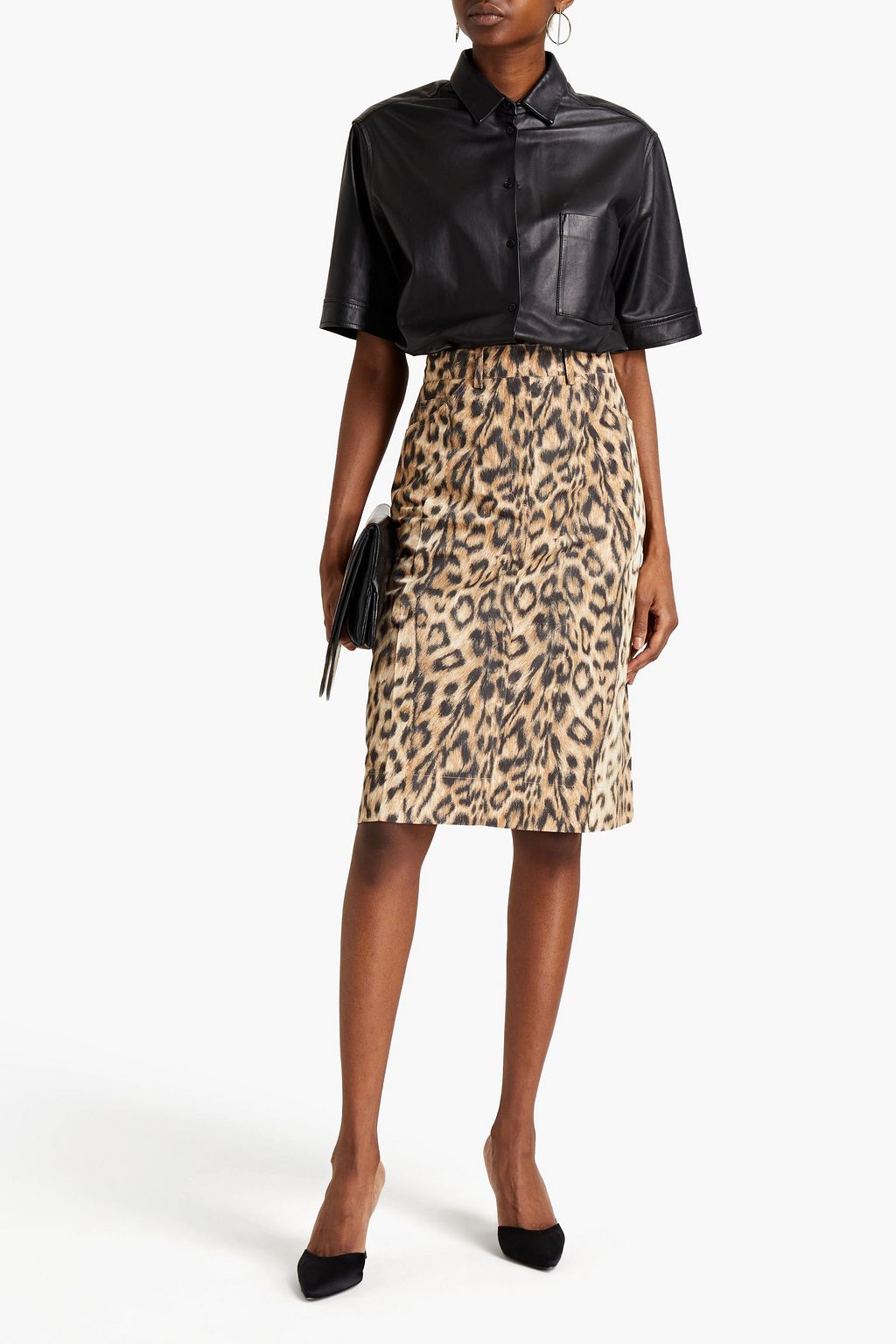 VICTORIA BECKHAM Leopard-print shell skirt